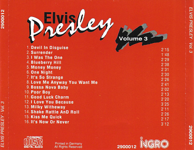Elvis Presley Nummer 3 (Ingro) - Elvis Presley Various CDs
