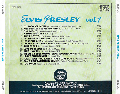 Elvis Presley Various CDs Elvis Presley Vol. 1 (More Record Italy 1991) - Elvis Presley Various CDs