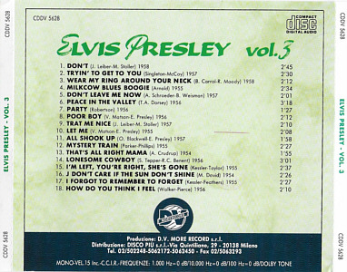 Elvis Presley Various CDs Elvis Presley Vol. 3 (More Record Italy 1991) - Elvis Presley Various CDs