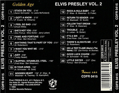 Elvis Presley Various CDs Elvis Presley Vol. 2 - Golden Age (1994 Fremus) - Elvis Presley Various CDs