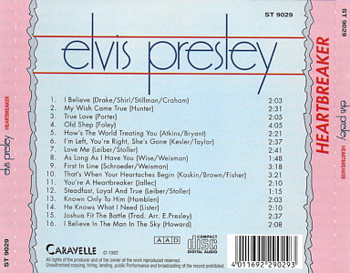 Heartbreaker (Caravelle) - Elvis Presley Various CDs