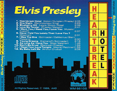  Heartbreak Hotel (World Music ST 66105 / World Music WM 66105)- Elvis Presley Various CDs