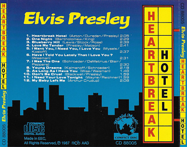 Heartbreak Hotel (World Music CD 88005 - Denmark 1987)- Elvis Presley Various CDs