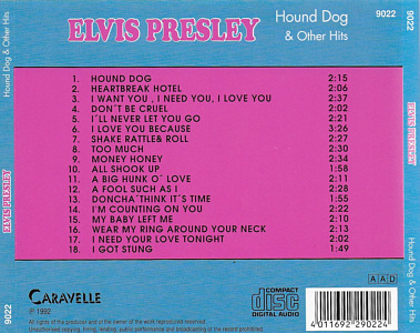 Hound Dog & Other Hits (Caravelle  ST  9022) - Germany 1993- - Elvis Presley Various CDs
