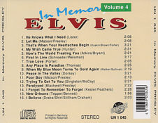 In Memory Elvis 4 CD Box - Elvis Presley Various CDs