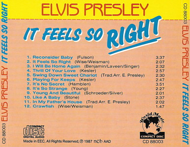 It Feels So Right (1987) - Elvis Presley Various CDs