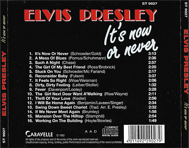 It's Now Or Never (Caravavelle ST 9027) - Elvis Presley Various CDs