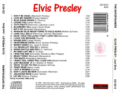 Just Elvis (The Entertainers) Italy - Elvis Presley Various CDs