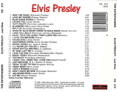 Just Elvis (The Entertainers) Japan 2000 - Elvis Presley Various CDs