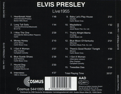 Live 1955 (Germany 1994 Cosmus) - Elvis Presley Various CDs
