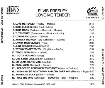Love Me Tender - CeDe International - Elvis Presley Various CDs