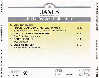 Love Me Tender Elvis - Janus - Elvis Presley Various CDs