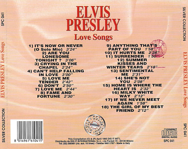 Elvis Presley Various CDs Love Songs - Silver Collection (DIG IT International Italy 1995) - Elvis Presley Various CDs