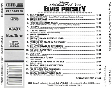 Merry Christmas To You - Elvis Presley Various CDs
