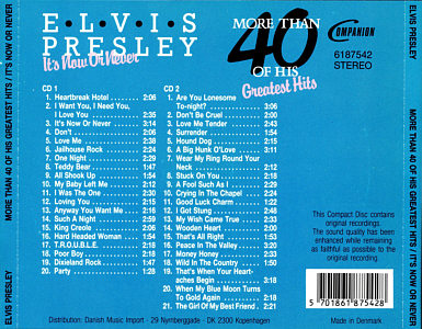 More Than 40 Of His Greatest Hits / It's Now Or Never - Elvis Presley Various CDs