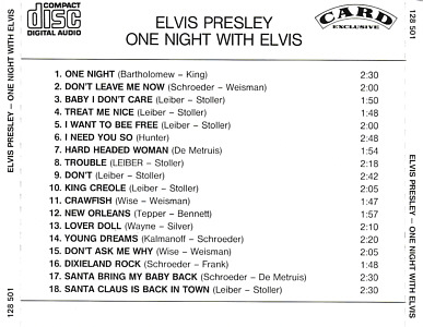 One Night With Elvis (Card Exklusive CD 128501) - Elvis Presley Various CDs
