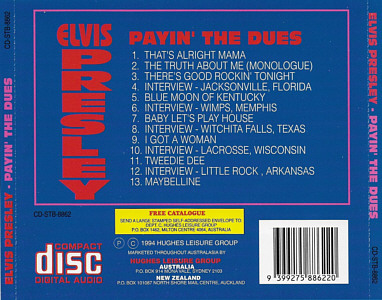 Payin' The Dues - Starbust Music World - Austtralia 1994 -  - Elvis Presley Various CDs