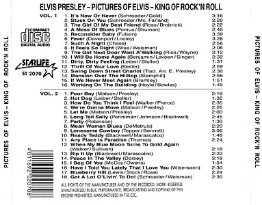 Pictures Of Elvis - King Of Rock 'N Roll - Starlife ST 2070 Germany 1992 - Elvis Presley Various CDs