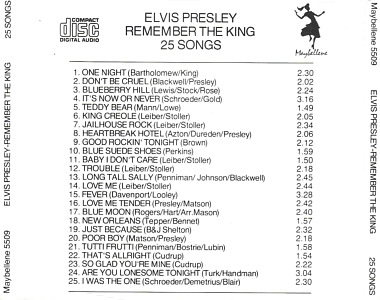 Remember The King - 25 Songs (BIEM) - Elvis Presley Various CDs