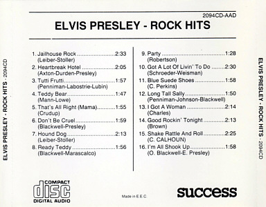 Rock Hits (Success 2094CD) 1987 - Elvis Presley Various CDs