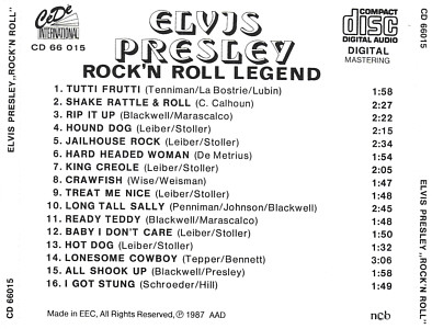 Rock 'N Roll Legend (CD International CD 66015 - 1987) - Elvis Presley Various CDs