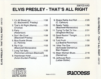 That's All Right - Success 1987 - Elvis Presley Various CDs