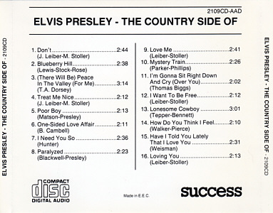 The Country Side Of Elvis Presley - Success 1989 - Elvis Presley Various CDs