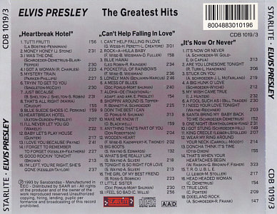 The Greatest Hits (Starlite) - Elvis Presley Various CDs