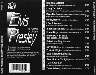 The Hayride Shows (UK 1994 Popfire 447851-2) - Elvis Presley Various CDs