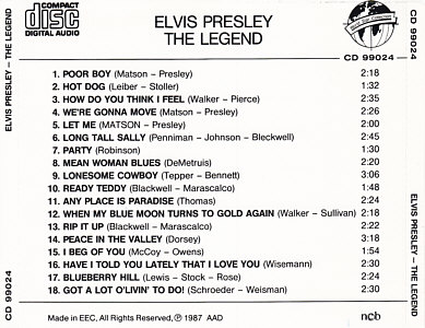The Legend (World Star Collection) - Elvis Presley Various CDs