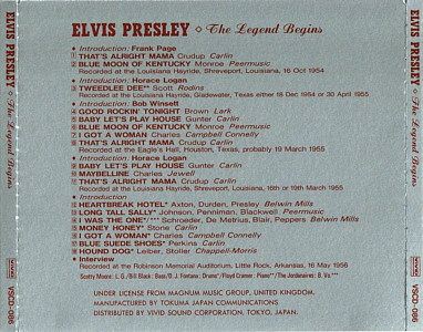 The Legend Begins (Japan) - Elvis Presley Various CDs