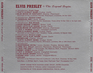 The Legend Begins (Japan) - Elvis Presley Various CDs