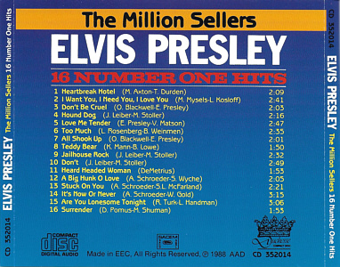 The Million Sellers - 16 Number One Hits - Duchesse France 1988 - Elvis Presley Various CDs