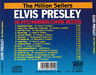The Million Sellers - 16 Number One Hits - Duchesse Germany 1993 - Elvis Presley Various CDs