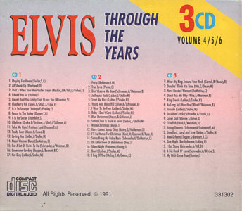 Through The Years 3 CD Volume 4/5/6 - Elvis Presley Various CDs