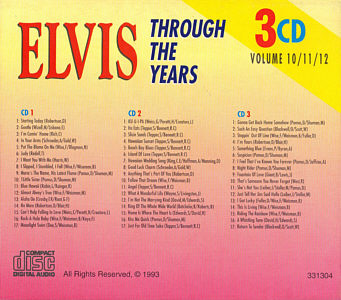 Through The Years 3 CD Volume 10/11/12 - Elvis Presley Various CDs