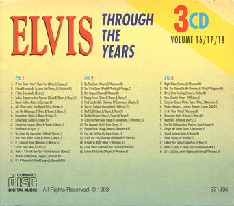 Through The Years 3 CD Volume 16/17/18 - Elvis Presley Various CDs