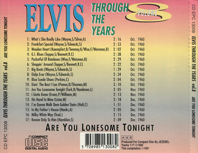 Through The Years Vol. 8  Are You Lonesome Tonight - Elvis Presley Various CDs