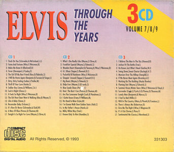 Through The Years 3 CD Volume 7/8/9 - Elvis Presley Various CDs