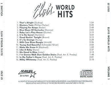 World Hits 5 CD Box - Elvis Presley Various CDs 