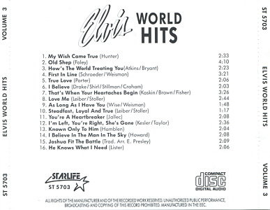 World Hits 5 CD Box - Elvis Presley Various CDs 
