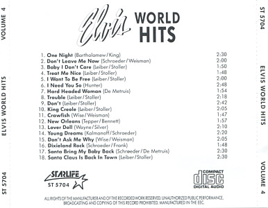 World Hits 5 CD Box - Elvis Presley Various CDs 