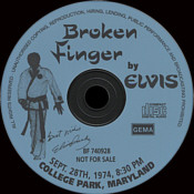 Broken Finger By Elvis - Elvis Presley Bootleg CD