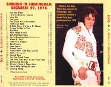 Burning In Birmingham - Elvis Presley Bootleg CD