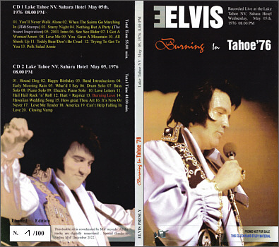 Burning In Tahoe '76 - Elvis Presley Bootleg CD
