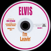 I'm Leavin' Vol. 1 - Recorded On Stage August 9-14, 1971 - Elvis Presley Bootleg CD