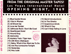 Openings Night 1969 - Elvis Presley Bootleg CD