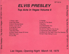 Top Acts In Vegas Vol.5 - Elvis Presley Bootleg CD