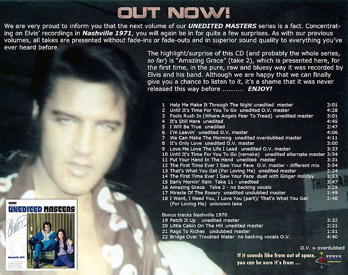 Unedited Masters Nashville 1971 - Elvis Presley Bootleg CD