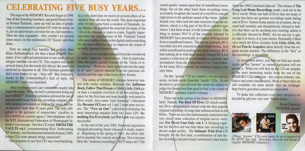 The Continuing Story Of Memory Records - Elvis Presley Bootleg CD